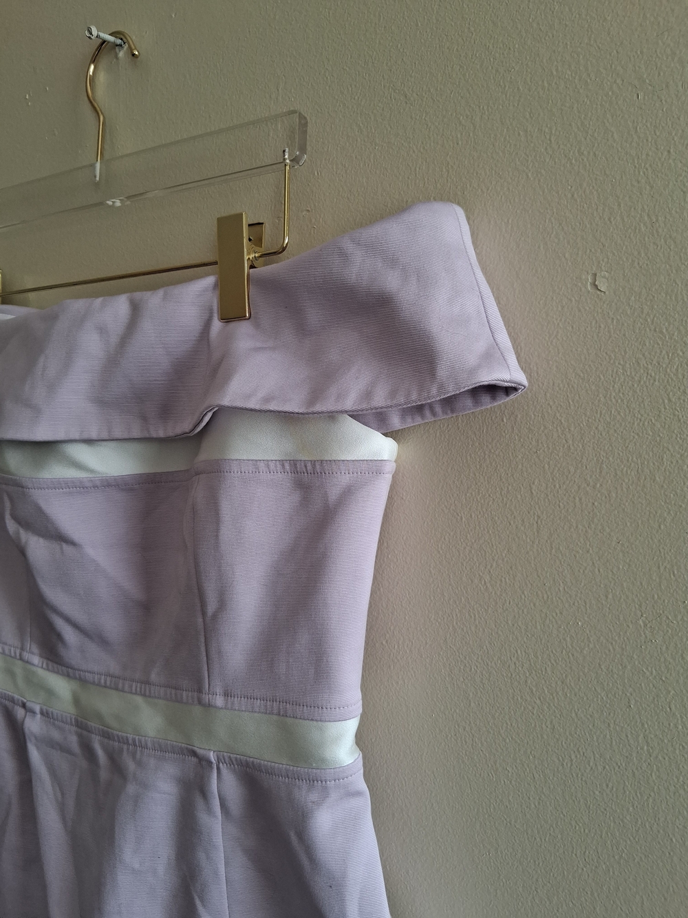 PAULE KA Lilac Strapless Bodycon Dress with White Trim - Picture 3 of 10